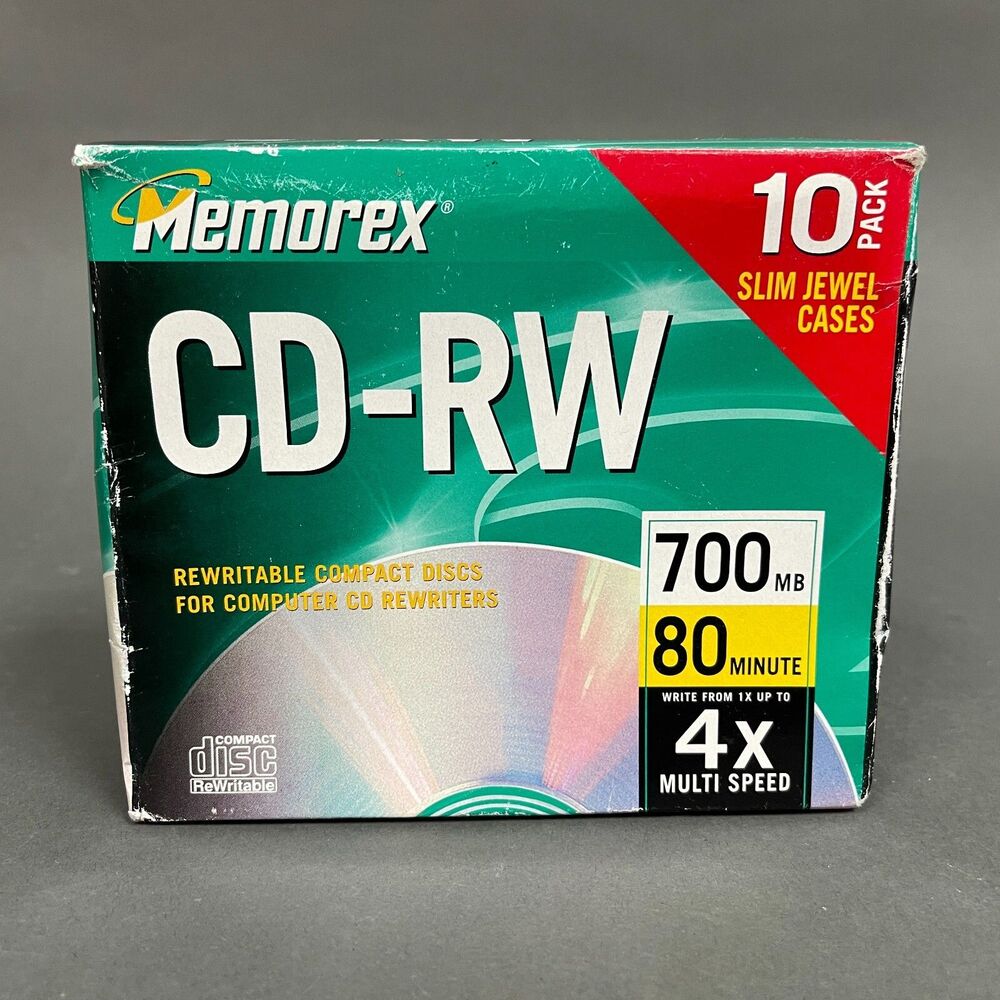 Memorex CD-RW Compact Discs for Computer CD Rewriters‎ Slim Jewel Cases Lot of 5